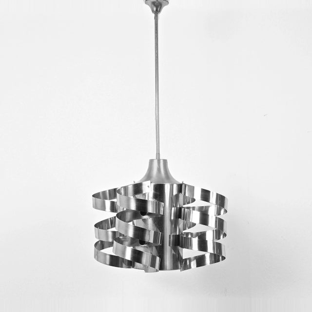 Chromed Steel and Aluminum Cyclone Pendant by Max Sauze for Sciolari, 1960s For Sale - Image 10 of 10