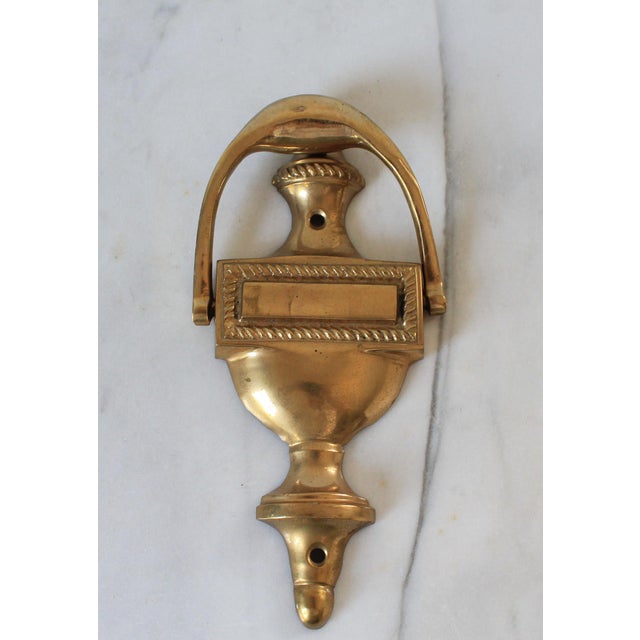 Vintage Traditional Solid Brass Urn-Style Door Knocker For Sale - Image 4 of 9