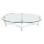 Brass Chrome Thick 3/4" Glass Top Mid Century Modern Oval Coffee Center Table For Sale