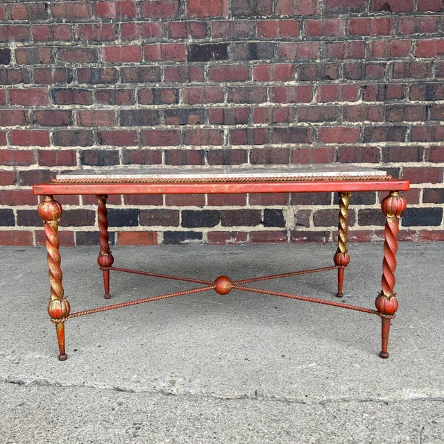 Art Deco Louis Katona Iron and Marble Coffee Table Art Deco For Sale - Image 3 of 13