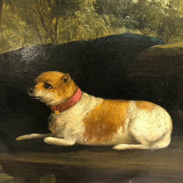 19th Century Dog Painting With Wood Frame Chairish