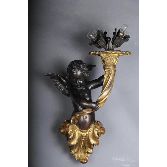 Putti Wall Lights in Bronze Gilded, 1870, Set of 2 For Sale - Image 17 of 18