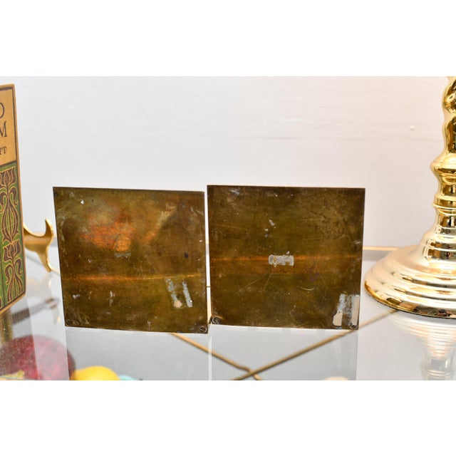 1920s Pair of Brass Art Deco Bookends Gated For Sale - Image 4 of 7