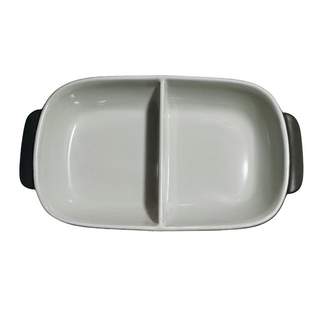 Mid-Century Modern Vintage 1970s Mid-Century Denby Stoneware Divided Serving Dish For Sale - Image 3 of 8