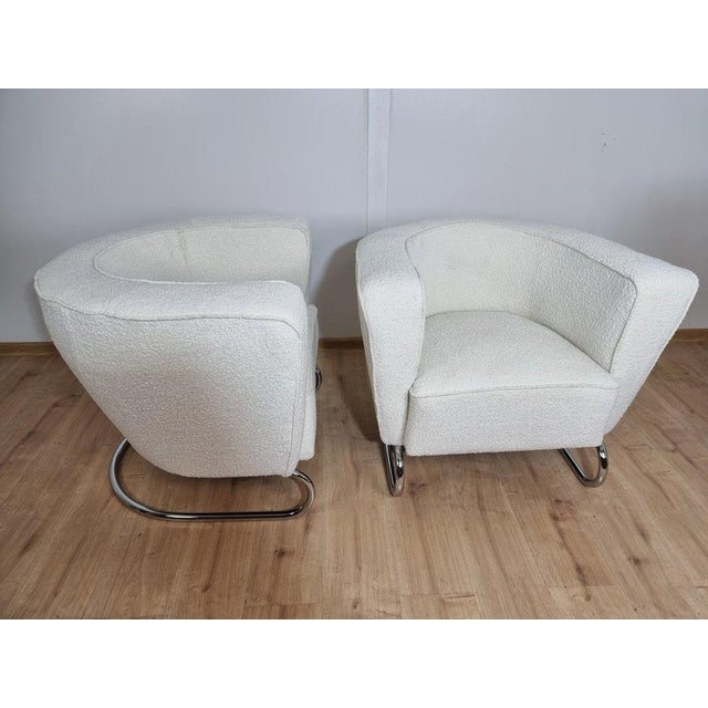 Set of Chromed Armchairs by Jindrich Halabala, 1930s For Sale - Image 13 of 18