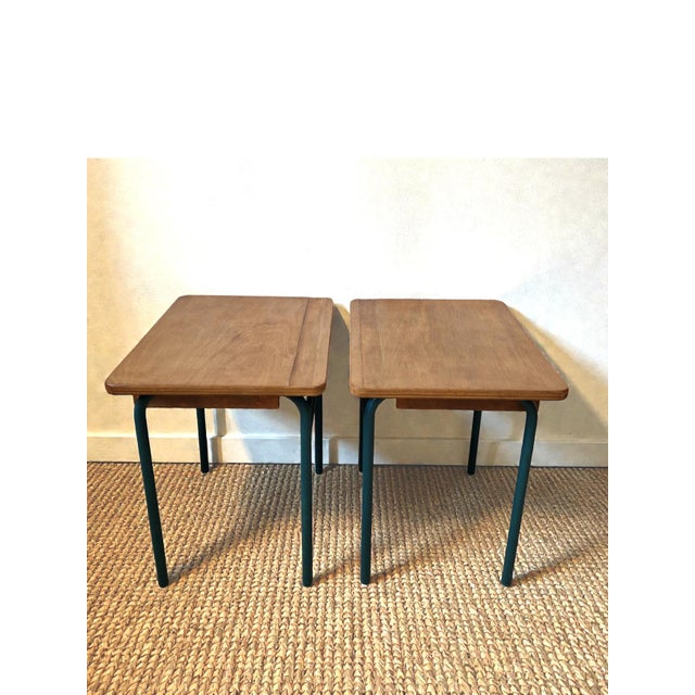 Wood Bedside Tables in Wood and Metal, 1960s, Set of 2 For Sale - Image 7 of 10