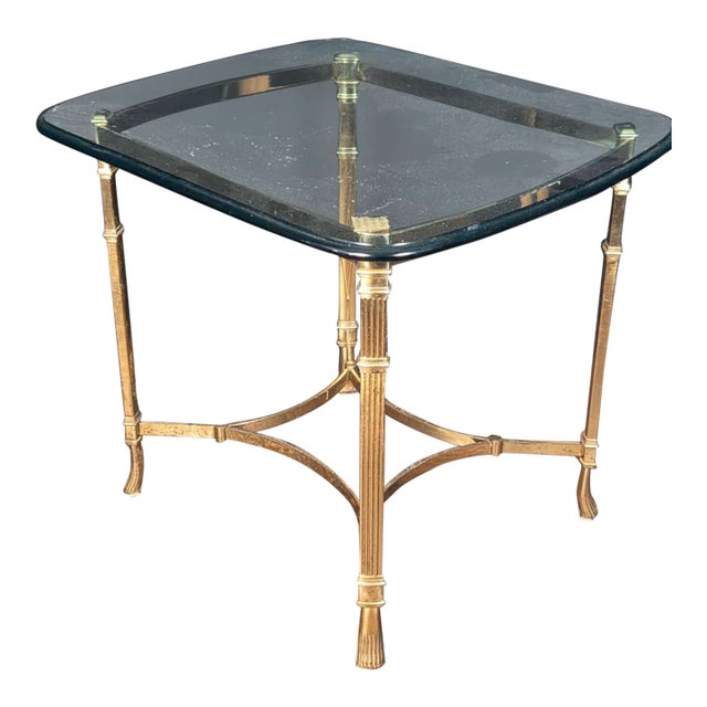 1960s Hollywood Regency or Late MCM Italian Brass and Glass Table For Sale