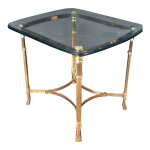 1960s Hollywood Regency or Late MCM Italian Brass and Glass Table