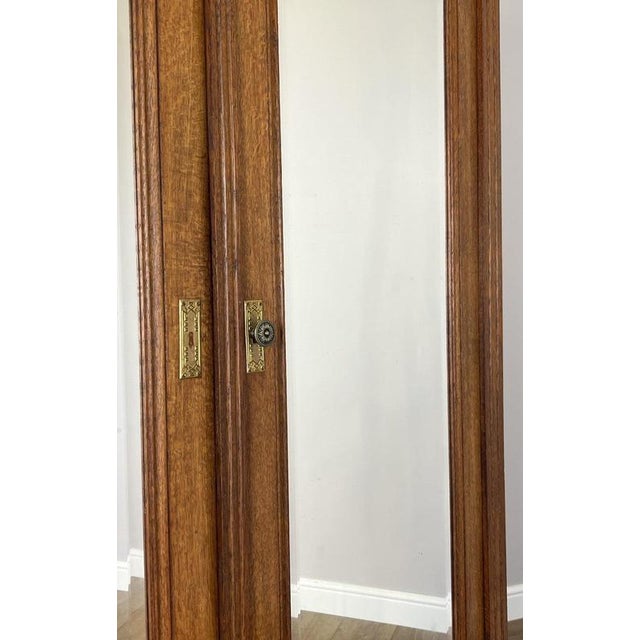 French Two-Door Wardrobe in Oak with Mirror For Sale - Image 9 of 18