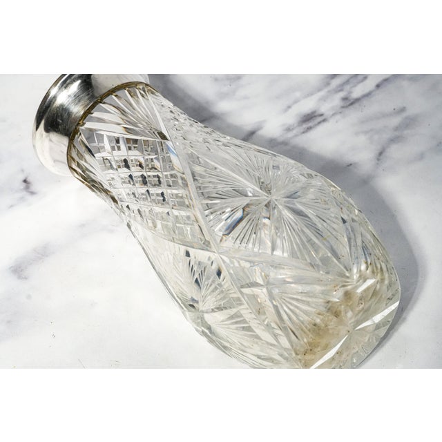 Elegant Heavy Large Hand Cut Crystal German 800 Silver Luxury Flower Vase Home Decor For Sale - Image 11 of 18