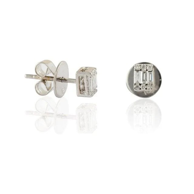 Not Yet Made - Made To Order Handcrafted Diamond Pave Stud Earrings in 18k Solid White Gold - A Pair For Sale - Image 5 of 9