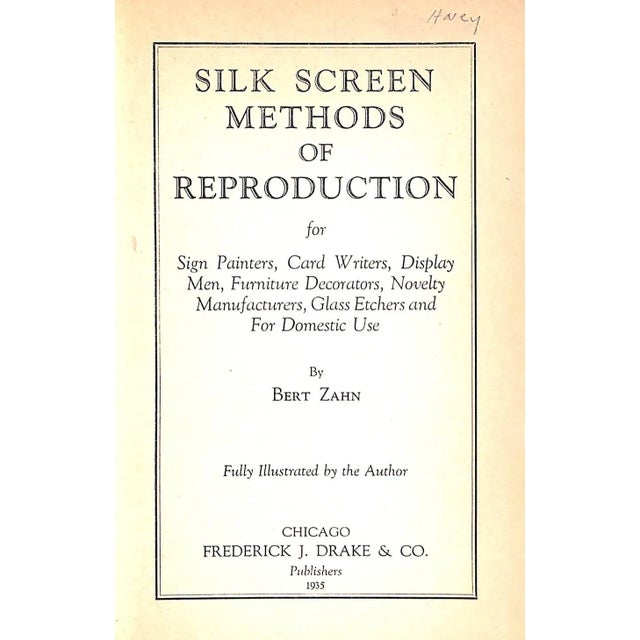 Traditional "Silk Screen Methods of Reproduction for Sign Painters" 1935 Zahn, Bert For Sale - Image 3 of 12