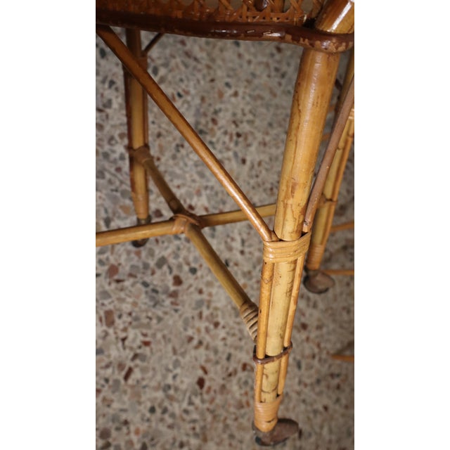 Oval Bamboo and Vienna Straw Trolley with Double Handle, 1970s For Sale - Image 13 of 14