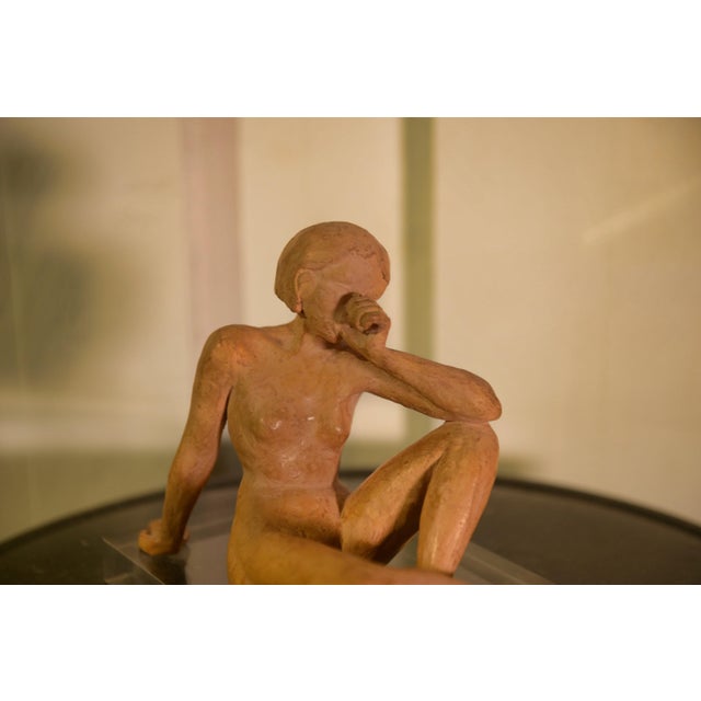 Terracotta Sculpture of a Seated Woman by Norbert Treca, 2000s For Sale - Image 8 of 9