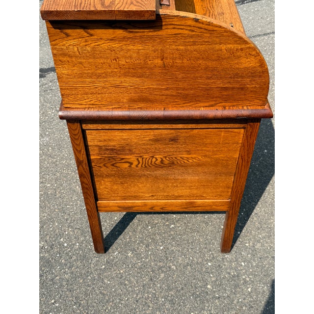 Antique Paris Mfg. Co. Oak Roll-Top Secretary Desk – No. 650 – South Paris, Maine For Sale - Image 9 of 9
