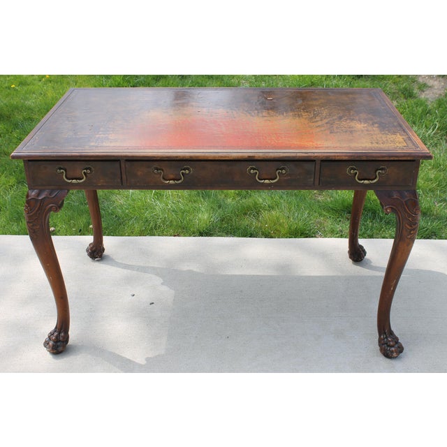 Antique Leather Top Claw Foot Writing Desk Chairish