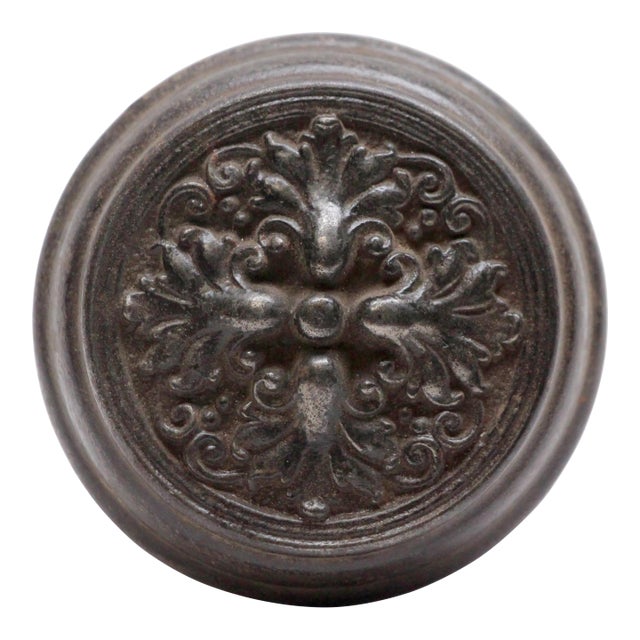 1900s Louis XIV Sargent Cast Iron Black 4 Fold Door Knob For Sale