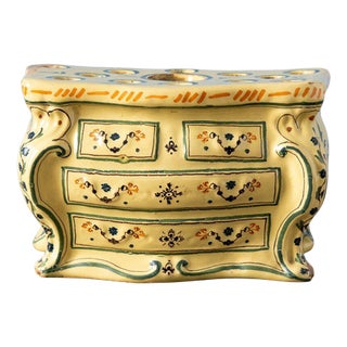 18th Century Faience Yellow and Blue Commode Bough Pot from Nevers For Sale