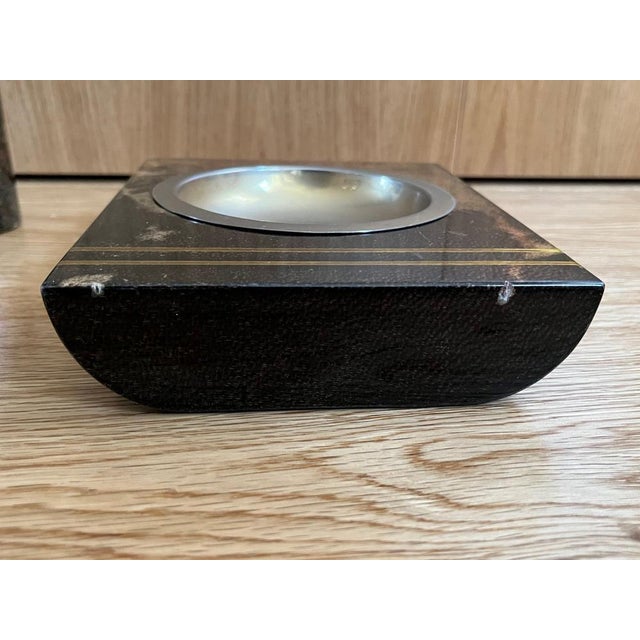 Ashtray and Lighter in Goatskin Veneer with Brass Elements by Aldo Tura, Set of 2 For Sale - Image 11 of 18