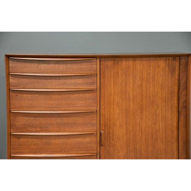 1950s Refinished Danish Modern Teak Armoire Dresser by Falster For Sale In Boston - Image 6 of 14