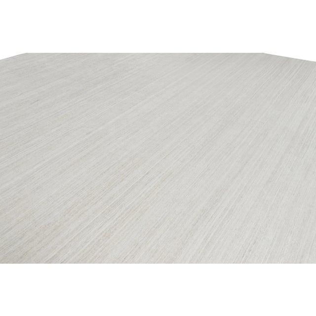 Contemporary Rug & Kilim’s Oversized Textural Square Rug In Solid White and Gray Striae - 12x16 For Sale - Image 3 of 8