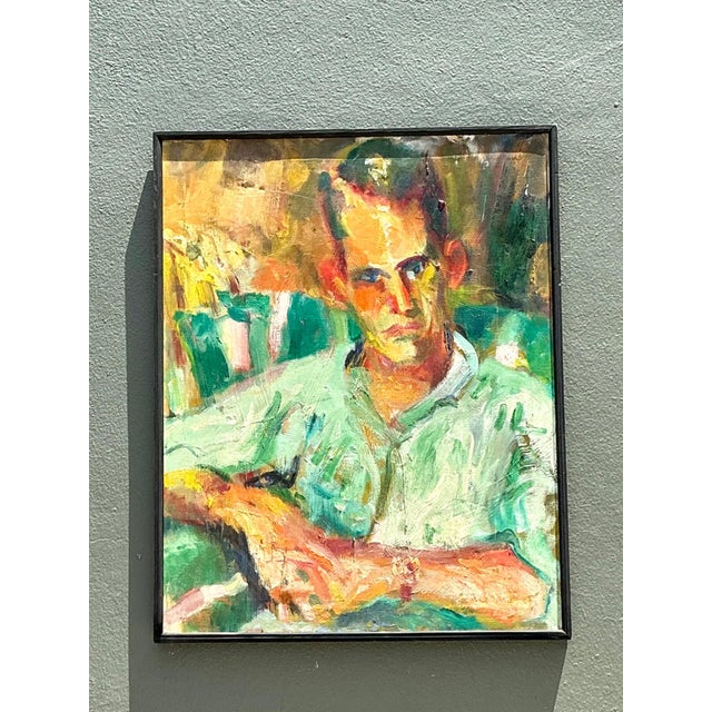 Vintage Original Portrait of Sour Faced Man For Sale - Image 15 of 18