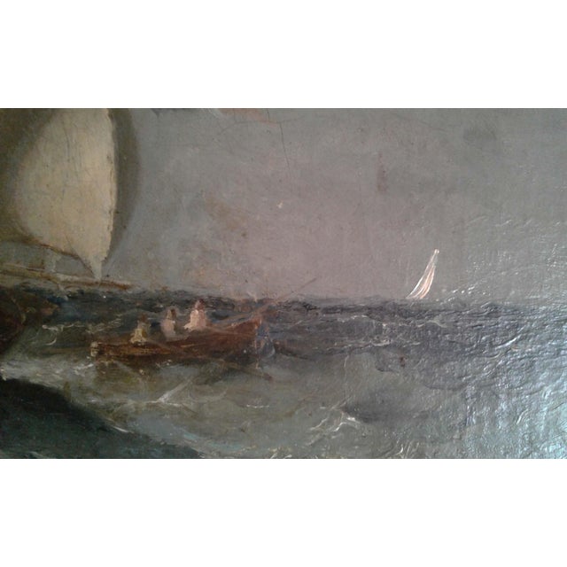 Bring 19th-century French maritime character to an interior with this original marine oil painting by Paul Seignon...