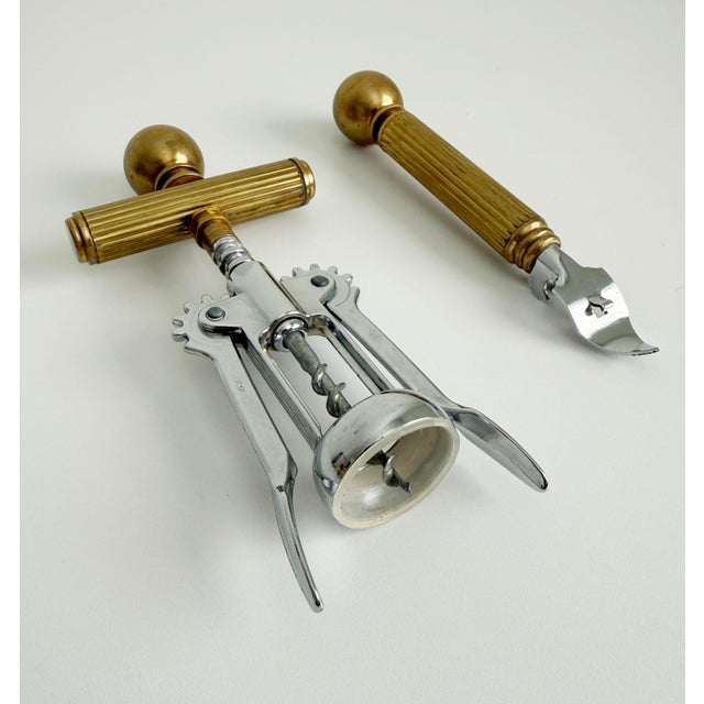 1970s 1970s Italian Brass Corkscrew & Bottle Opener Set For Sale - Image 5 of 8