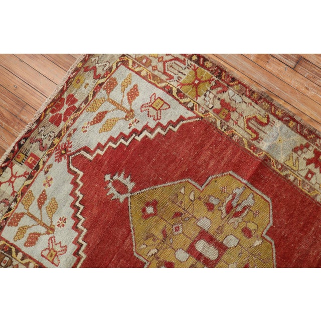 Traditional Traditional Red Vintage Turkish Oushak - 3'8" x 4'11" For Sale - Image 3 of 6