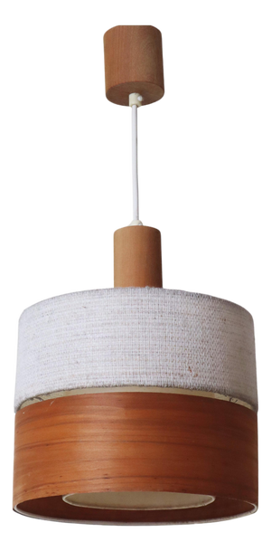 Mid-Century Modern Teak, Chipboard and Wool Pendant Lamp, 1960s