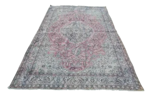 Vintage Turkish Oushak Accent Rug in Warm Soft Muted Colors