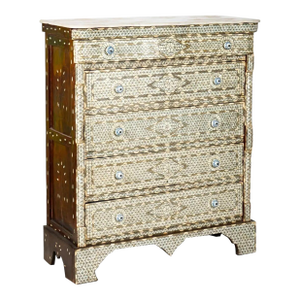 Antique Middle Eastern Mother-of-Pearl Inlaid Marble-Top Chest of Drawers