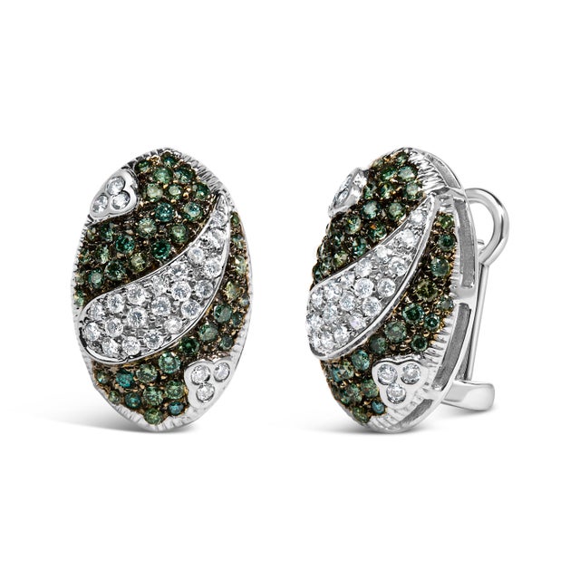 Discover the elegance of our rhodium-plated 14K white gold earrings, each masterfully inlaid with 2.00 cttw of dazzling...