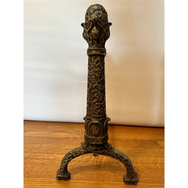 Antique Art Nouveau Cast Iron Andirons by Ohio F & M Co., Circa 1900–1920 For Sale - Image 4 of 10
