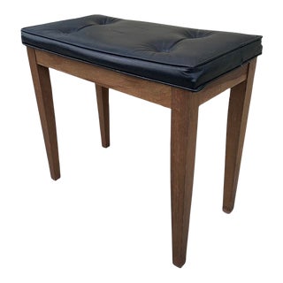 1960s Walnut and Leather Music Bench For Sale
