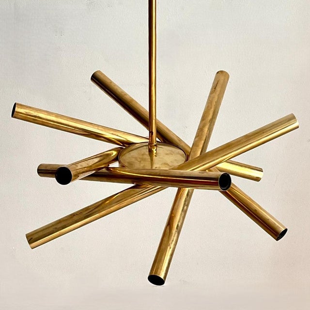 Large Mid-Century Modern Italian Brass Pendant Lamp, 1960s For Sale - Image 4 of 5