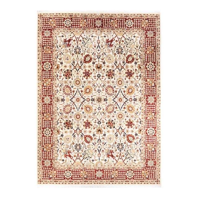 Ivory Mogul, One-of-a-Kind Hand-Knotted Area Rug in Ivory, 9' 1" x 12' 5" For Sale - Image 8 of 8
