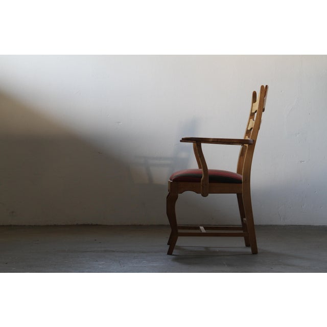 Wood Vintage Brutalist Oak Razorblade Armchairs attributed to Henning Kjærnulf, 1960s, Set of 2 For Sale - Image 7 of 18