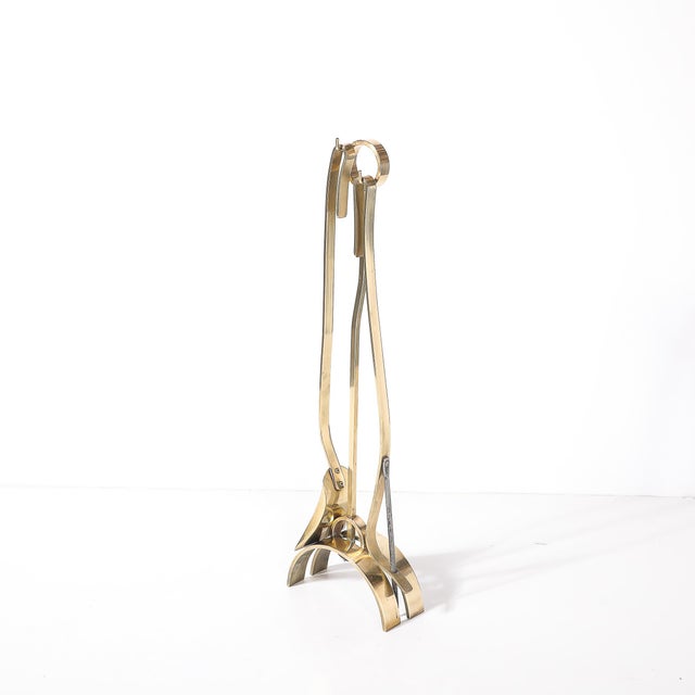 Mid-Century Modernist Sculptural Polished Brass Fire Tool Set by Donald Deskey For Sale In New York - Image 6 of 16