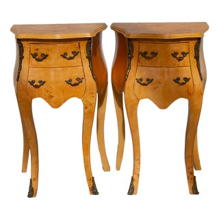 Louis XV French Birch Burl Nightstands, 1920s, Set of 2 For Sale