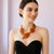 Oscar De La Renta 22k Gold Plated Orange Amber Resin Leaf Statement Necklace For Sale - Image 10 of 13