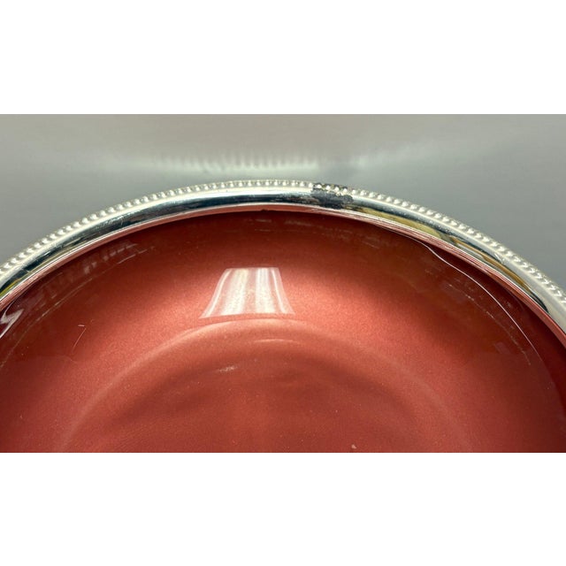Mid-Century W. & S. Blackinton Silverplate Bowl With Coral Enamel Interior For Sale In Portland, ME - Image 6 of 8