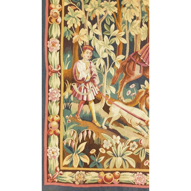 Antique French Wool & Silk Tapestry — Hunting Scene For Sale In Los Angeles - Image 6 of 7