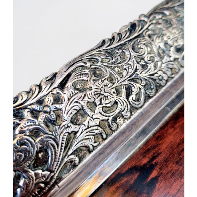 Mid-Century Modern Dutch Silver-Plated and Mahogany Serving Tray by Hooijkaas of Schoonhoven, 1950s For Sale - Image 10 of 18