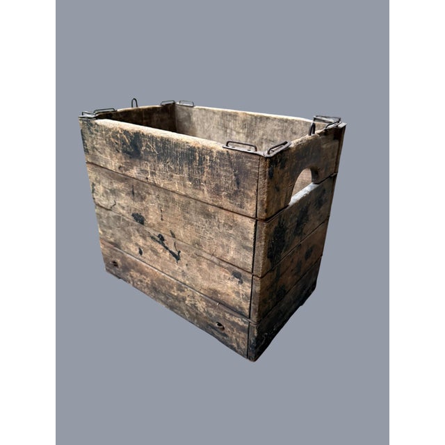 Antique Hubbard's Wire Sewed Wood Folding Box Crate For Sale - Image 13 of 13