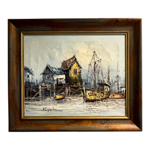 Mid-Century Canadian Maritime Harbor Painting, C. 1960s