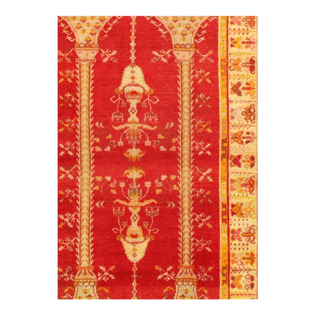 A vivid rust antique Turkish Oushak rug, Country of Origin / Rug Type: Turkish Rugs, Circa date: 1880 – Regal and...