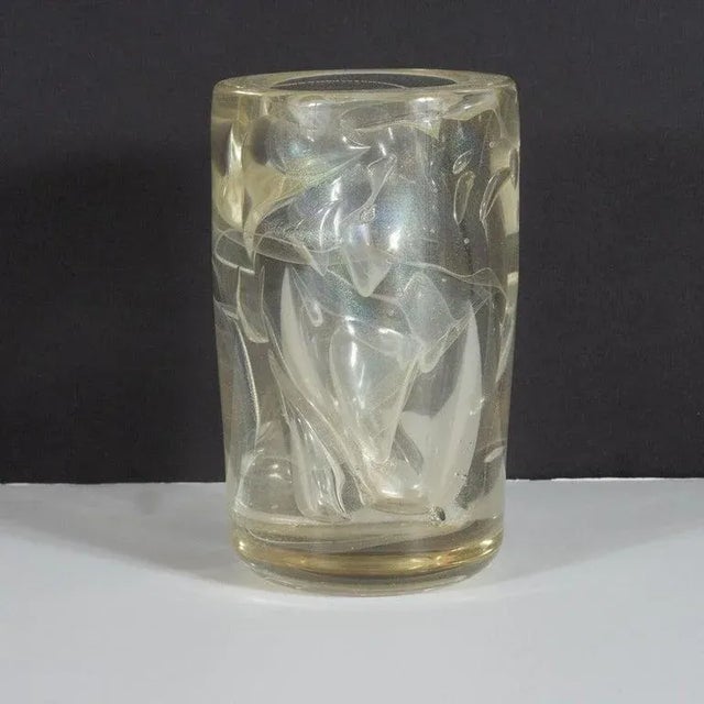 Glass Mid-Century Modern Gold-Flecked Art Glass Vase For Sale - Image 7 of 13