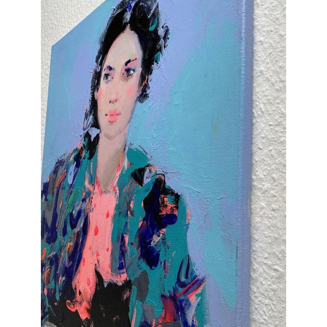 Contemporary Liliya Nikolova, The Girl with the Black Cat II, Oil on Canvas For Sale - Image 3 of 5