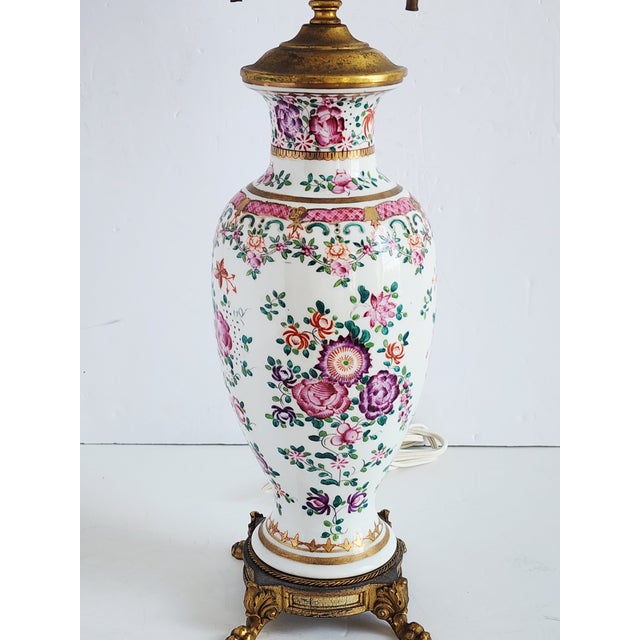 Mid 19th Century Antique Chinese Famille Rose Table Lamp For Sale - Image 5 of 12